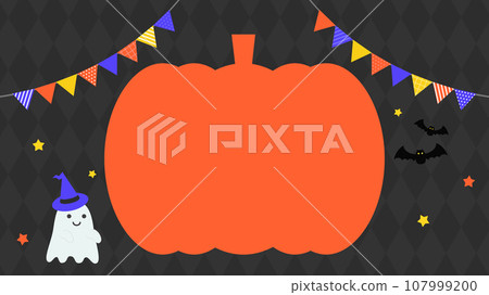 Black cute Halloween vector frame background illustration material [no text] 107999200