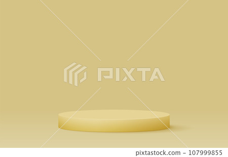 Gold podium realistic 3d design, Colorful rendering, Vector illustration Gold podium realistic 3d design, Colorful rendering, Vector illustration 107999855