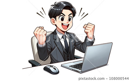 一個得到商業夥伴良好回應的男人[AI插畫] 108000544