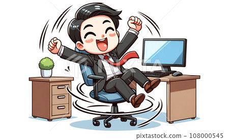 A man who is happy after finishing work [AI illustration] 108000545