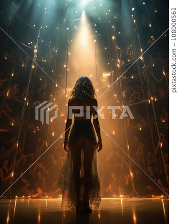 Fictional sexy woman artist on stage of luxury concert hall AI Fictional sexy woman artist on stage of luxury concert hall AI 108000561