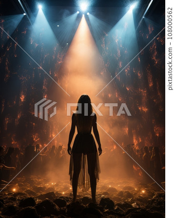 Fictional fragile girl against the background of ruins outdoors AI Fictional fragile girl against the background of ruins outdoors AI 108000562