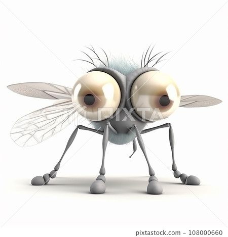 Fly, funny cute cartoon insects 3d illustration on white background, creative avatar Fly, funny cute cartoon insects 3d illustration on white background, creative avatar 108000660
