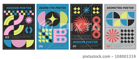 Modern aesthetics posters with abstract geometric shapes 108001319