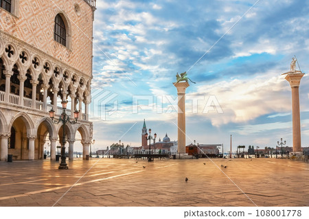 Square of St. Mark in Venice in the morning light. 108001778
