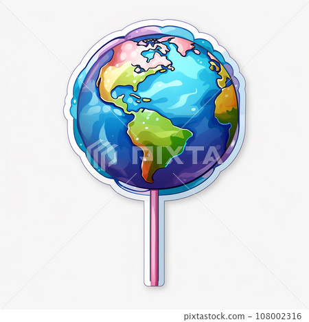 Earth lollipop, candy world. Climate change and ecology, world heritage, summer and travel concept, minimal idea for the global warming. Save the planet poster Earth lollipop, candy world. Climate change and ecology, world heritage, summer and travel concept, minimal idea for the global warming. Save the planet poster 108002316