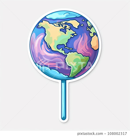 Earth lollipop, candy world. Climate change and ecology, world heritage, summer and travel concept, minimal idea for the global warming. Save the planet poster 108002317
