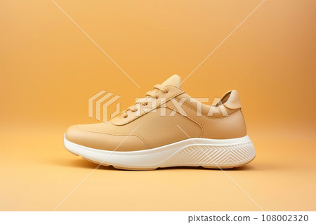 Stylish sport shoes on pastel background, simple urban aesthetics. Sportswear, minimalist style and fashion, running footwear. Sneakers for running or hiking Stylish sport shoes on pastel background, simple urban aesthetics. Sportswear, minimalist style and fashion, running footwear. Sneakers for running or hiking 108002320