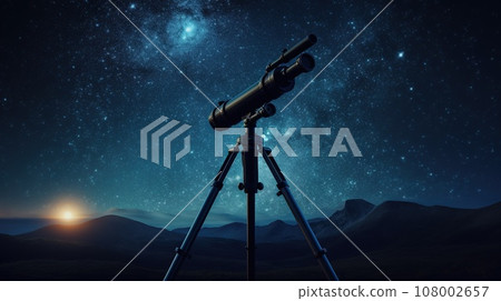 Stargazing a stars and planets through a telescope at night, astrology concept Stargazing a stars and planets through a telescope at night, astrology concept 108002657