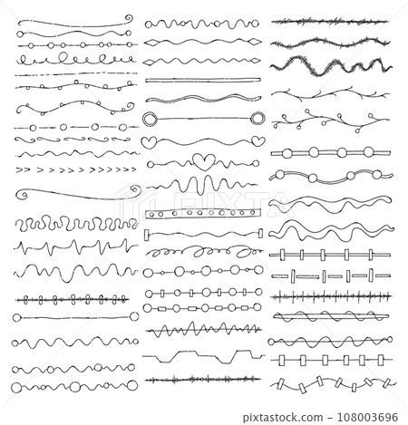 Divider doodle vector set. Drawing sketch hand drawn line eps10 Divider doodle vector set. Drawing sketch hand drawn line eps10 108003696