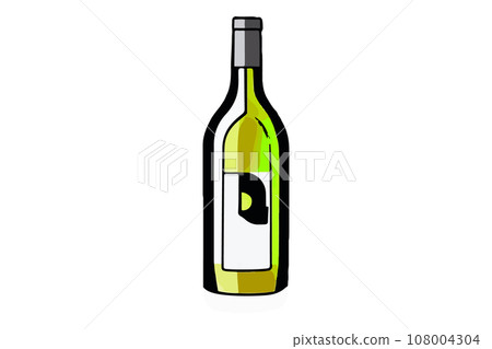 Vector wine watercolor bottle isolated on transparent background. 108004304