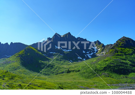 Amazing nature view with fjord and mountains. Beautiful summer Norway landscape. Artistic picture. 108004488