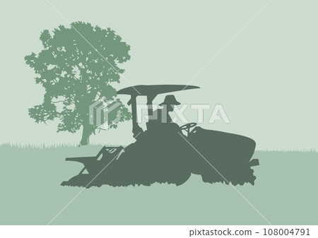 用拖拉機耕作的插圖 108004791