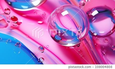 wallpaper with bubbles and colorful liquid - abstract background - generative AI 108004808