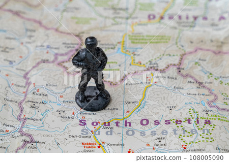 A metal toy soldier stands on the map of the Republic of South Ossetia. A metal toy soldier stands on the map of the Republic of South Ossetia. 108005090