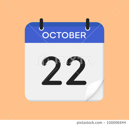 October 22. Calendar date. A leaf of the flip calendar. October 22. Calendar date. A leaf of the flip calendar. 108006844
