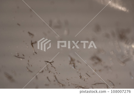 Small pieces of hair left in a bathroom sink after a man finished shaving in the morning Small pieces of hair left in a bathroom sink after a man finished shaving in the morning 108007276