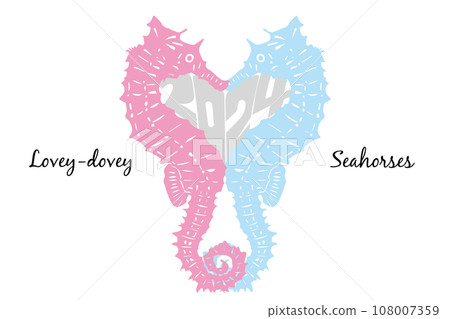 Seahorse making a heart symbol with a kiss 108007359