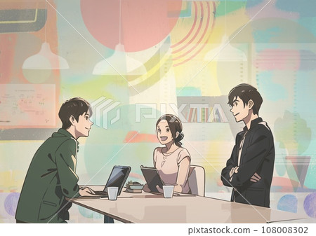 商務人士一邊看螢幕一邊開會 108008302