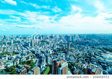 東京城市景觀 從六本木芝 - 品川地區俯瞰 2023.10 淺色 108008351