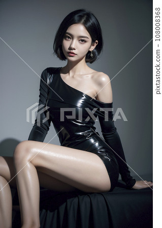 Woman wearing a black sexy dress (AI generated image) Woman wearing a black sexy dress (AI generated image) 108008368