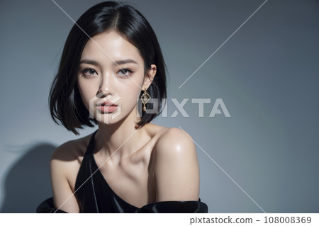 穿著黑色性感連身裙的女人（AI 生成圖像） 108008369