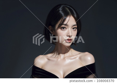 穿著黑色性感連身裙的女人（AI 生成圖像） 108008370