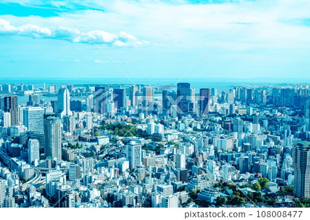 東京城市景觀 從六本木三田 - 高輪地區鳥瞰圖 2023.10 淺色 108008477