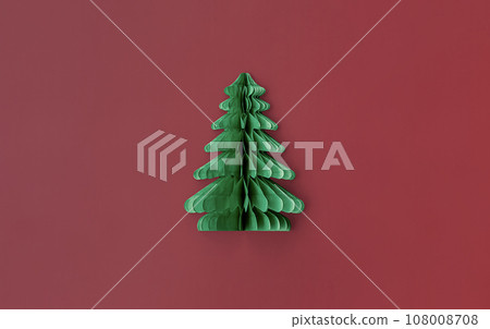 Greeting card from paper Christmas tree. 108008708
