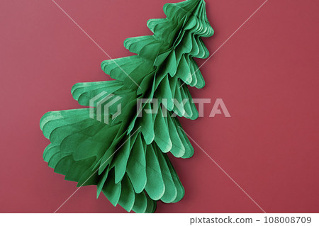 Greeting card from paper Christmas tree. 108008709