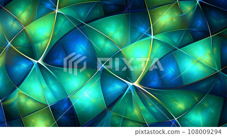 Generative AI, A digital abstract pattern in shades of blue and green Generative AI, A digital abstract pattern in shades of blue and green 108009294
