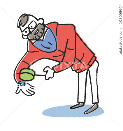 Illustration material of foreign tourists purifying themselves at the shrine 108009604