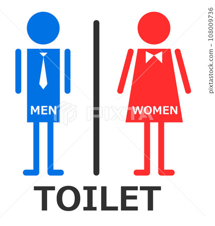 Signboard illustration displaying information about the men's restroom and women's makeup room 108009736