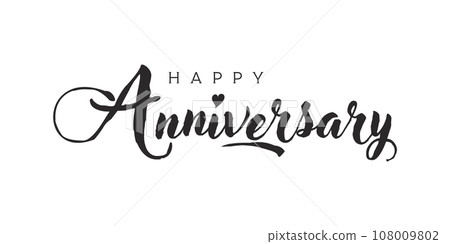 Happy anniversary text lettering banners, black colors isolated on transparent background Happy anniversary text lettering banners, black colors isolated on transparent background 108009802