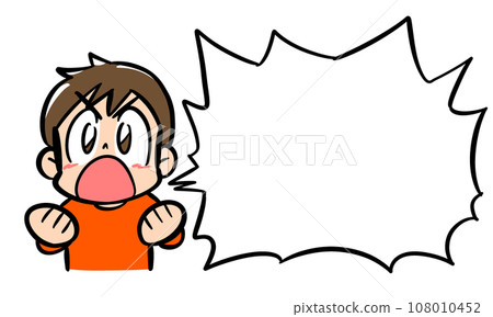 Boy emphasizing with angry face and speech bubble 108010452