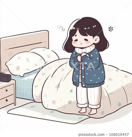 一個女人在冬天的早晨瑟瑟發抖 108010457