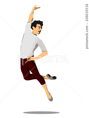 Modern ballet dancers colored 3d illustration. 108010516