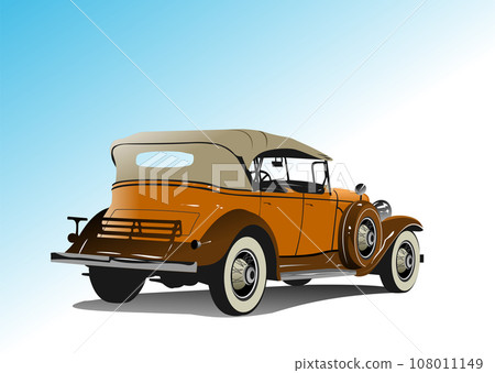 1940's Luxury Cabriolet on blue-white background. 1940's Luxury Cabriolet on blue-white background. 108011149