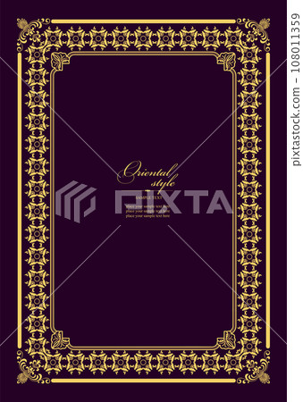 Gold ornament on dark background. Can be used as invitation card. Gold ornament on dark background. Can be used as invitation card. 108011359