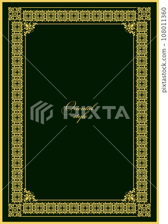 Gold ornament on dark background. Can be used as invitation card. 108011360