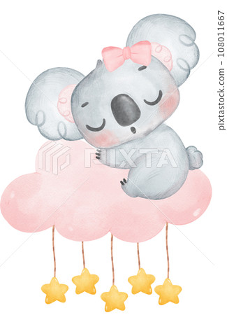 Adorable Baby Koala for Baby Shower and Nursery - Watercolor Art 108011667