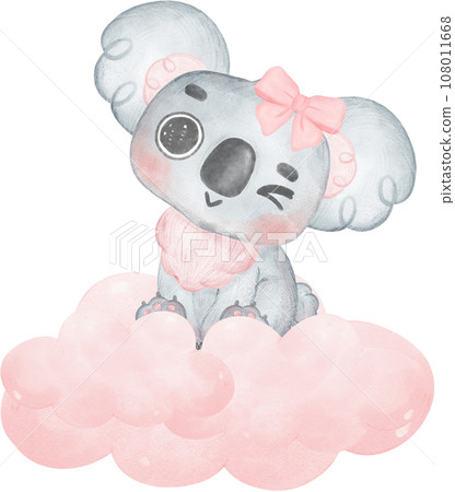 Adorable Baby Koala for Baby Shower and Nursery - Watercolor Art 108011668