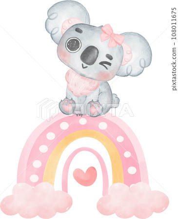 Adorable Baby Koala for Baby Shower and Nursery - Watercolor Art 108011675
