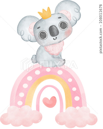 Adorable Baby Koala for Baby Shower and Nursery - Watercolor Art 108011676