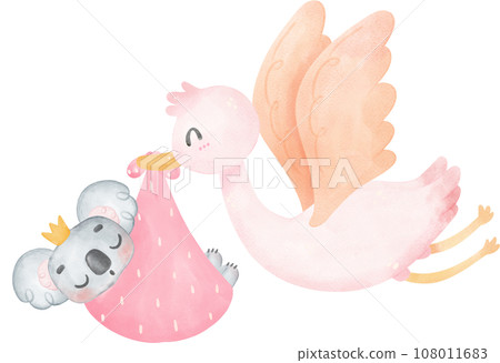 Adorable Baby Koala for Baby Shower and Nursery - Watercolor Art 108011683