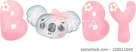 Adorable Baby Koala for Baby Shower and Nursery - Watercolor Art 108011684