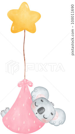 Adorable Baby Koala for Baby Shower and Nursery - Watercolor Art 108011690