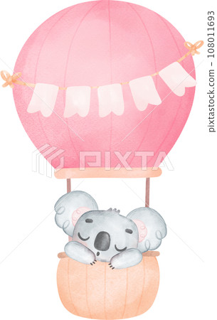 Adorable Baby Koala for Baby Shower and Nursery - Watercolor Art 108011693