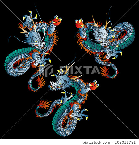A collection of illustrations of dragons drawn in Japanese style, 108011781