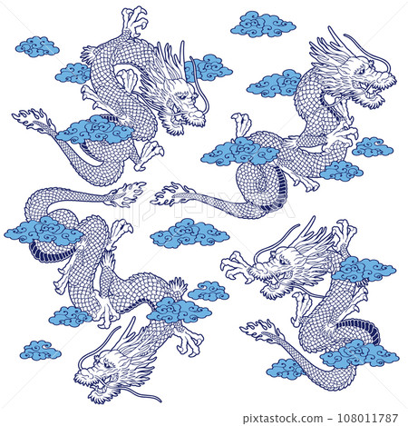 A collection of illustrations of dragons drawn in Japanese style, A collection of illustrations of dragons drawn in Japanese style, 108011787